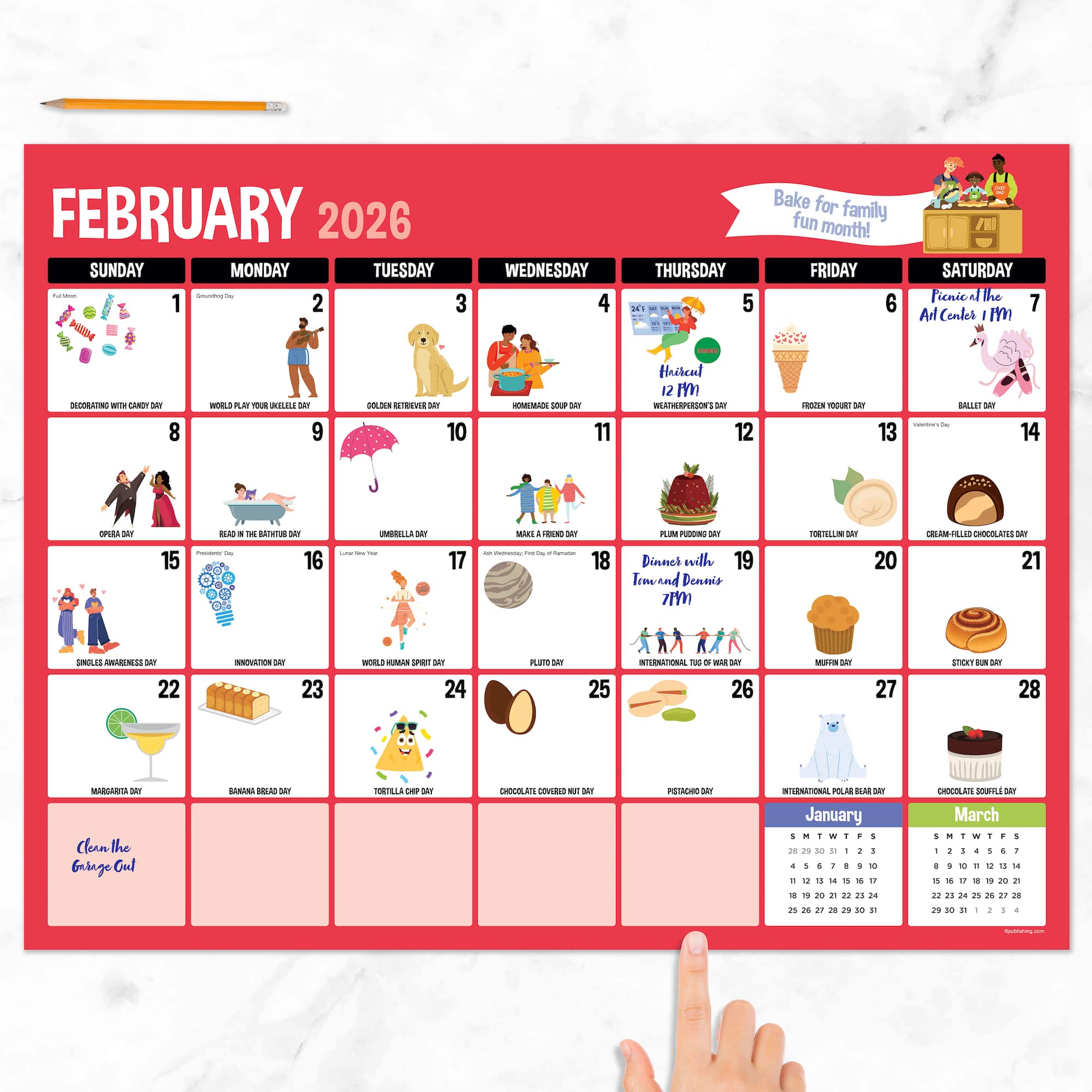 2026 Every Day's A Holiday Large Desk Pad Monthly Blotter Calendar